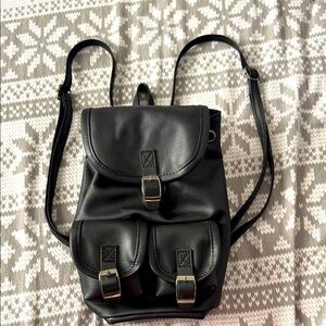 Stylish Black Faux Leather Backpack